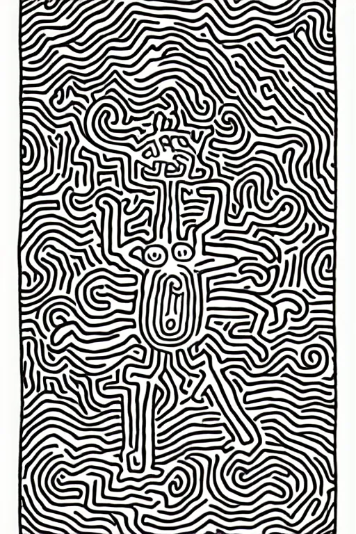 Image similar to junji ito x keith haring collaboration art, staring girl