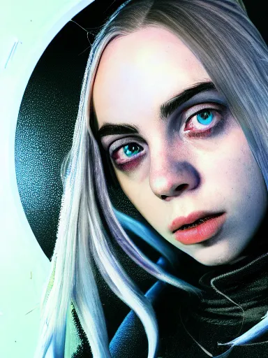 Image similar to Billie Eilish as the empress of tomorrow, ultra realistic, Artstation, 8K resolution, 3D HDR, epic design