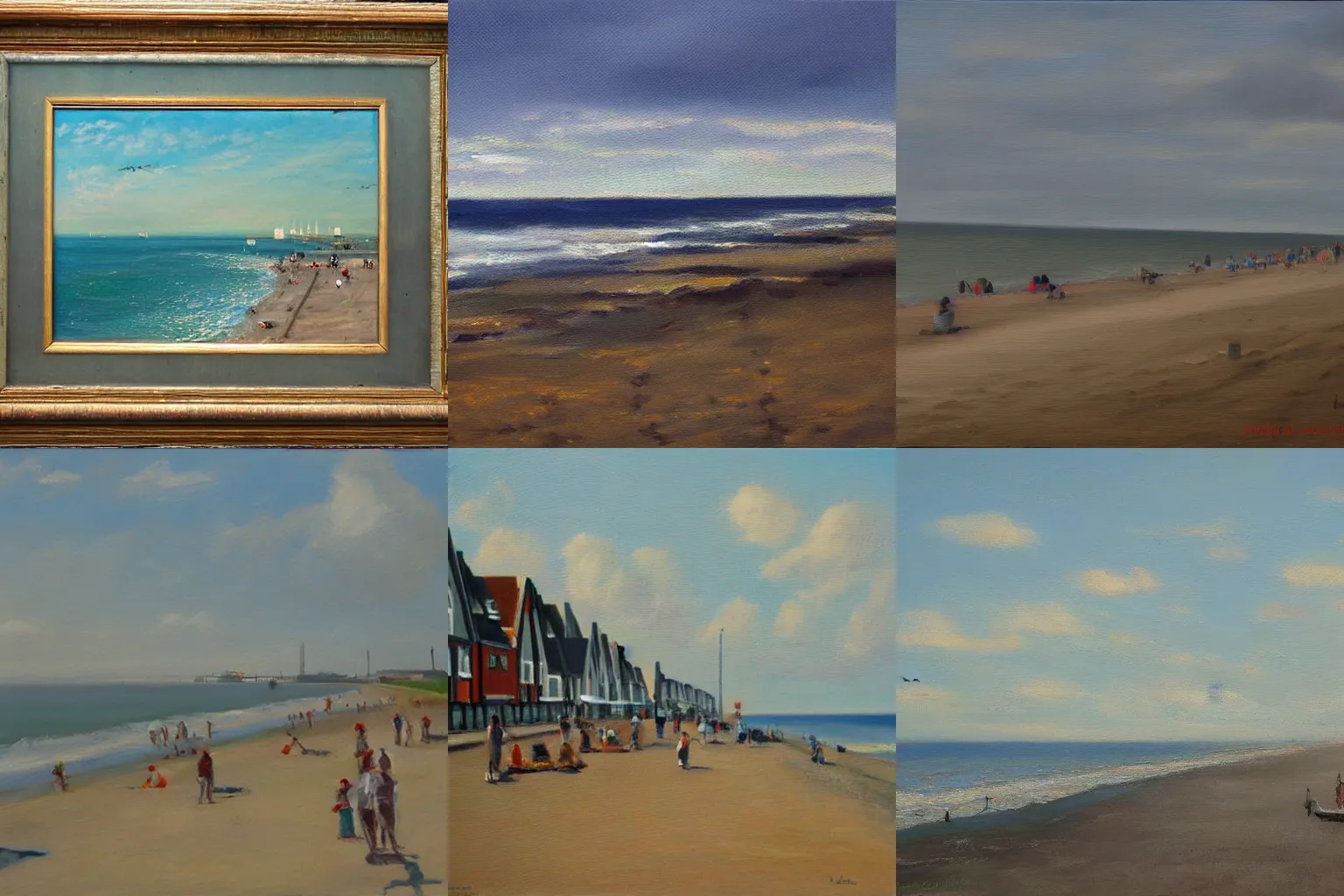 Prompt: beach of hoek van holland, oil painting by Hozee