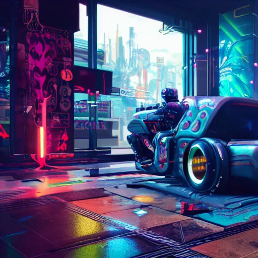 Image similar to dmt cute Cyberpunk 2077 Moogle, extremely detailed octane render