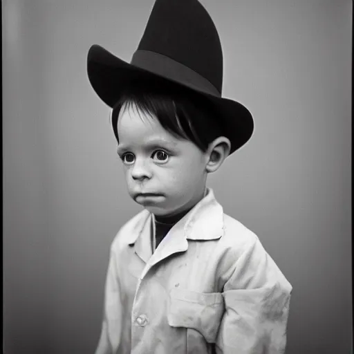 Image similar to photo of Alfalfa from Little Rascals, by Diane Arbus, black and white, high contrast, Rolleiflex, 55mm f/4 lens