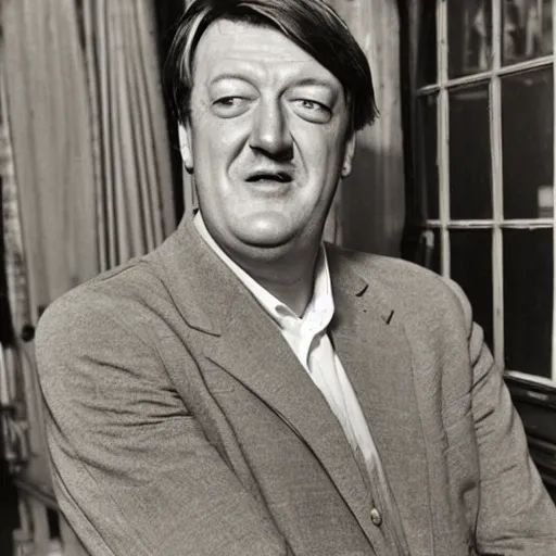 Prompt: [ french fries ] as ( stephen fry )