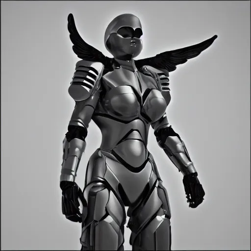 Image similar to futuristic angel wearing high tech armor, rendered in unreal engine, ultra realistic, 4k