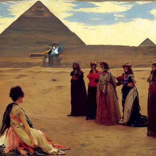 Image similar to female adventurer meeting the sphinx by alfred stevens
