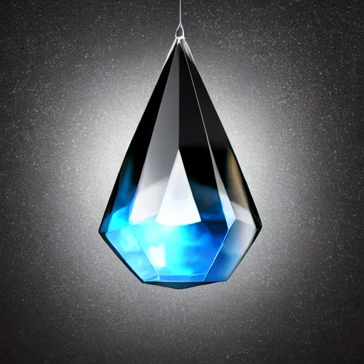 Prompt: a translucent ethereal crystal hanging in the air, black background, vfx, subtle, high detail, airbrush, chromatic abrasion