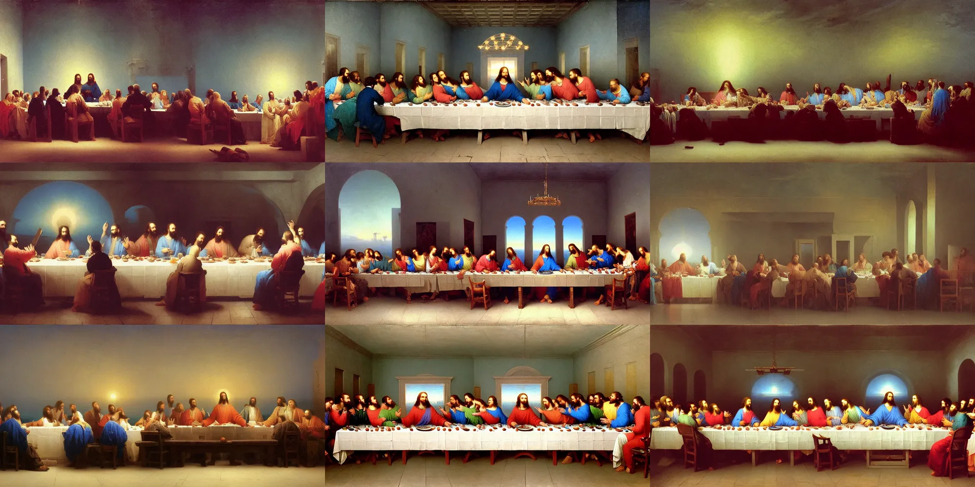 Prompt: the last supper painted by Ivan Aivazovsky