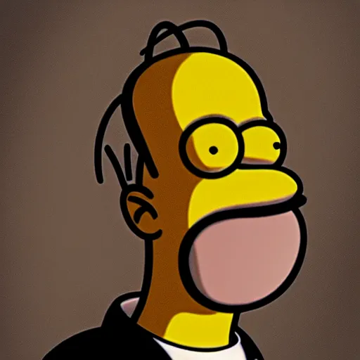 Prompt: Homer Simpson looking livid staring into the camera in a dark dingy room