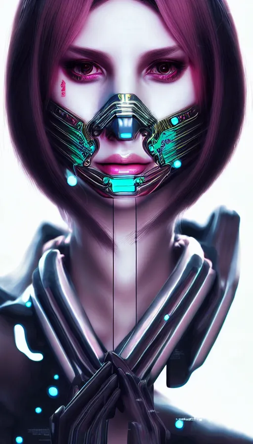 Image similar to face mask on beautiful woman face, cyberpunk art by kuno veeber, cgsociety, computer art, ultra detailed, futuristic, anime aesthetic