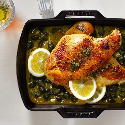 Image similar to a plastic version of chicken piccata, photograph