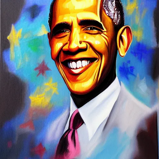 Prompt: candy pop painting of obama, oil on canvas