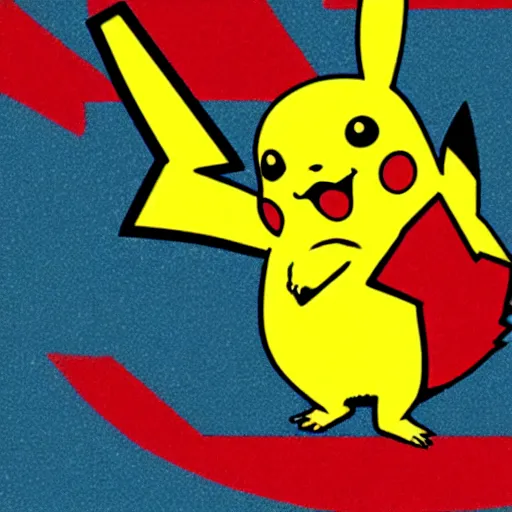 Prompt: Pikachu at a comunist propaganda poster