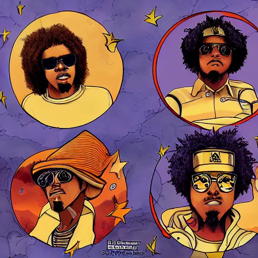 Image similar to ab - soul and captain steez portraits, hd, coloured