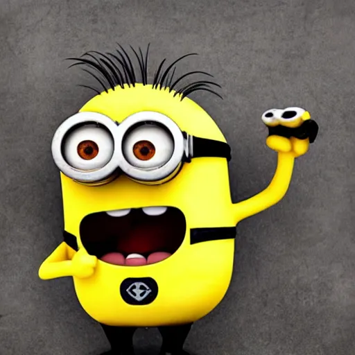 Image similar to super cute minion eating a banana