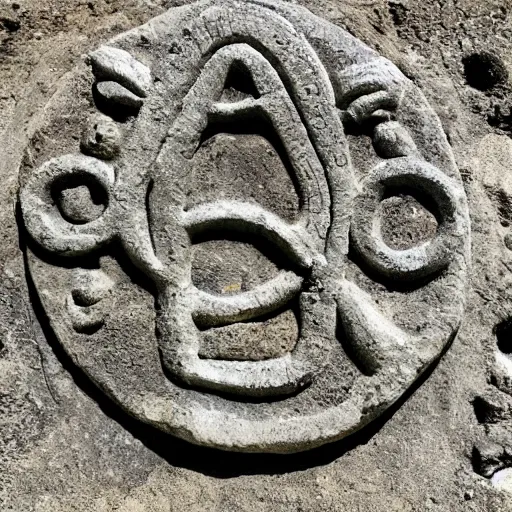 Image similar to an alien alphabet with letter for letter translations to english carved on a piece of ancient stone