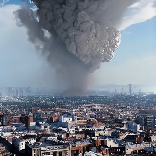 Prompt: gigantic explosion in city