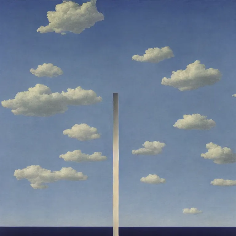Prompt: window in distance in the middle of the sky, by rene magritte, centered, detailed painting, hd, hq, high resolution, high detail, 4 k, 8 k