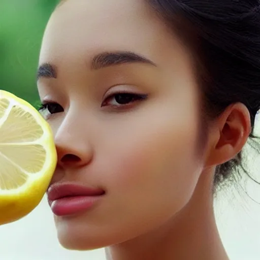 Prompt: “a beautiful woman face with lemon skin”