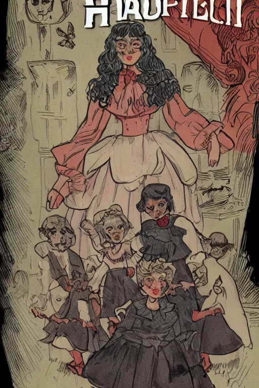 Image similar to haunted doll comic cover, four - color process