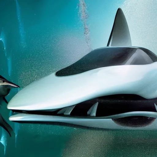 Image similar to mako sharks swimming around a chevrolet mako 2 concept car