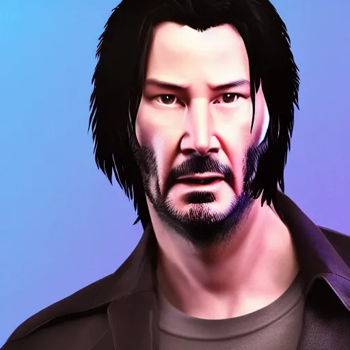 Image similar to Keanu Reeves as a super-hero, figurine, studio lighting, blender, octane render, high quality, high detailed, 8k, artstation,