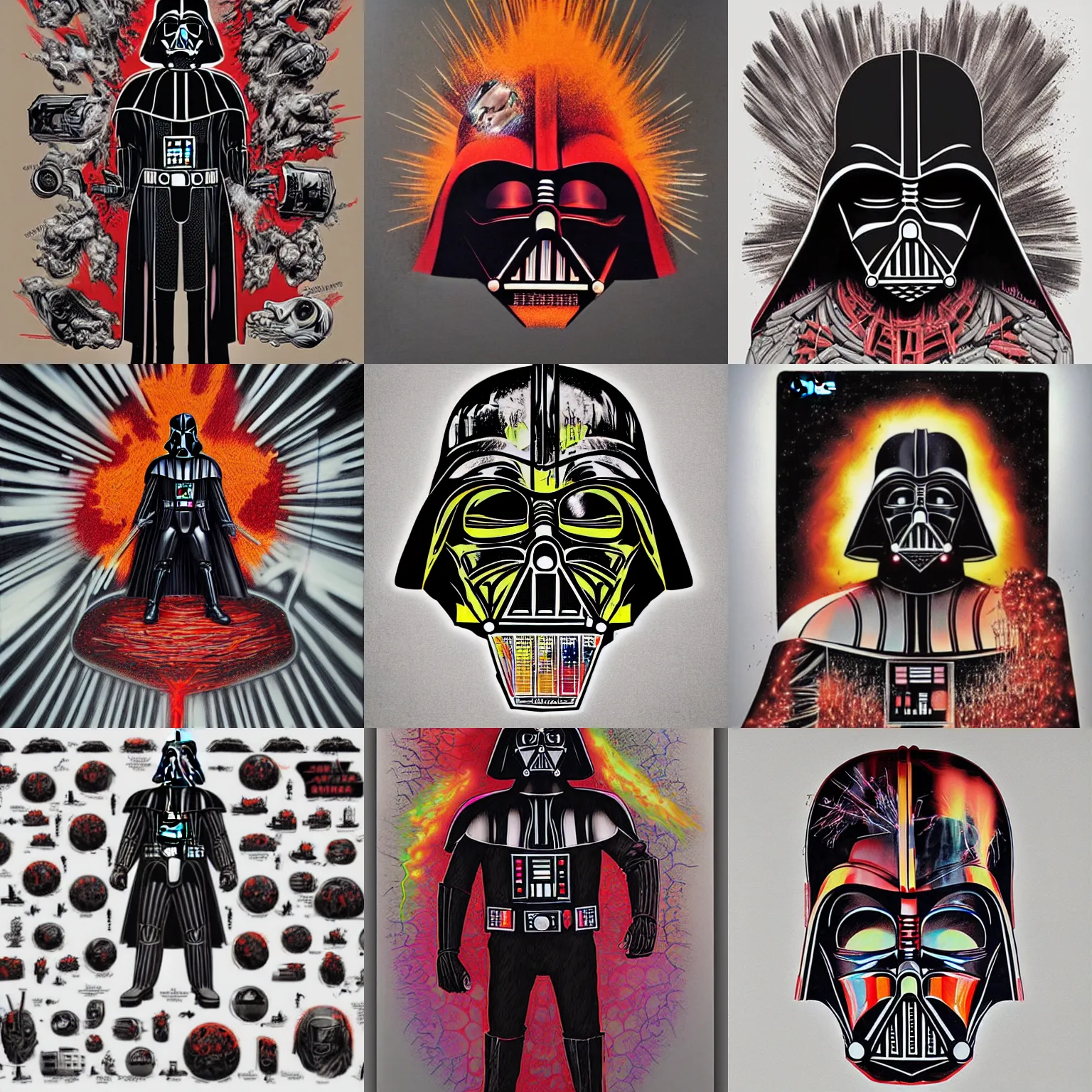 Prompt: darth vader exploded diagram by nychos.