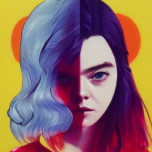 Prompt: Elle Fanning in Rainbow Six picture by Sachin Teng, asymmetrical, dark vibes, Realistic Painting , Organic painting, Matte Painting, geometric shapes, hard edges, graffiti, street art:2 by Sachin Teng:4