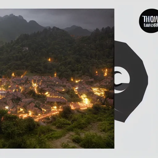 Prompt: the center of a poor medieval town under heavy rain at late dawn, in a valley, surrounded by mountains, highly detailed, octane render, ultra detailed cinematic, 8 k, widescreen, hd