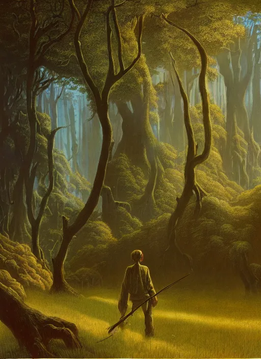 Image similar to hyper realistic end of the weak gorgeous lighting, blue sky, highly detailed, lush forest by zdzisław beksinski and norman rockwell and greg rutkowskiweta studio, and lucasfilm