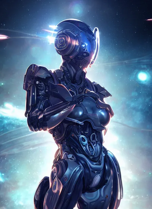 Image similar to photo of a cyborg girl on a space ship, warframe armor, beautiful face, scifi, nebula reflections, stars, professionally color graded, sharp focus, 8 k high definition, insanely detailed, intricate, innocent, art by stanley lau and artgerm