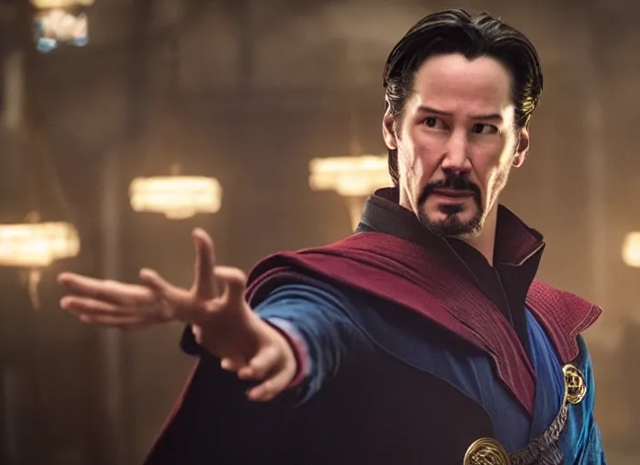 Image similar to movie still of keanu reeves as doctor strange