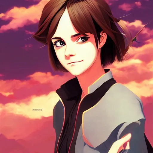 Image similar to an anime manga panel futuristic emma watson, vector behance hd jesper ejsing, rhads, makoto shinkai, lois van baarle, ilya kuvshinov, rossdraws, hd, 3 2 k, ilya kuvshinov, gustav klimt