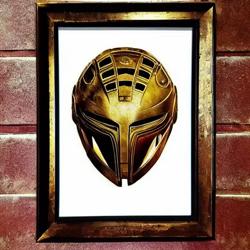 Prompt: “portrait of a spartan helmet battle damaged gold red crest dark night artwork detailed intricate”