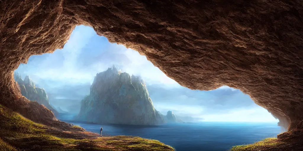 Image similar to Field in a cavern on the edge of a cliff overlooking the ocean by Jessica Rossier