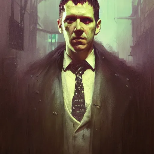 Image similar to , h p lovecraft hyperrealistic portrait, bladerunner street, art of elysium by jeremy mann and alphonse mucha and greg rutkowski, fantasy art, photo realistic, dynamic lighting, artstation, poster, volumetric lighting, very detailed face, 4 k, award winning