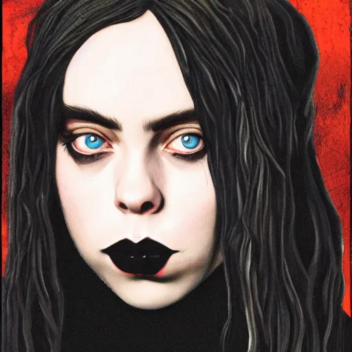 Prompt: a gothic portrait of billie eilish