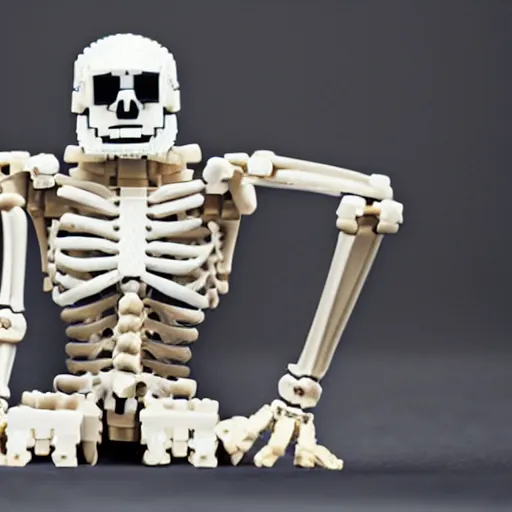 Prompt: a skeleton made of lego