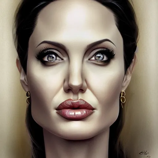 Prompt: portrait of angelina jolie by charlie bowater