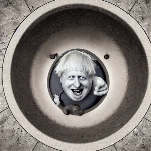 Image similar to boris johnson as a drain, photorealistic, highly detailed 8 k