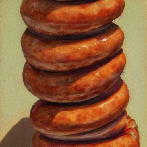 Prompt: sausage tower. hyperdetailed photorealism