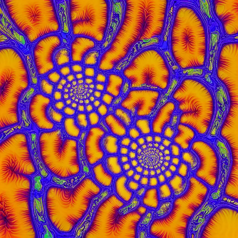 Image similar to symmetrical generative art of a psychedelic sonic fibonacci mandelbulb kaleidoscope fractal in muted colors, perfect symmetry