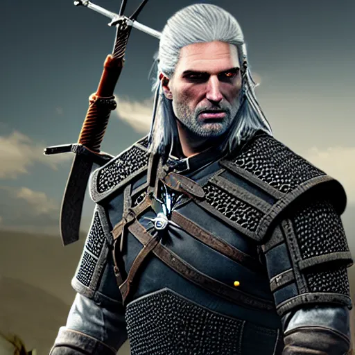 Prompt: Geralt of Rivia, Building a Custom Gaming PC, photorealistic, photography, video thumbnail, Witcher 3, modern