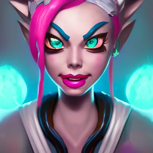 Image similar to Painting of Jinx from the show Arcane, League of Legends, Riot Games, trending on ArtStation, by Alexandre Bourlet