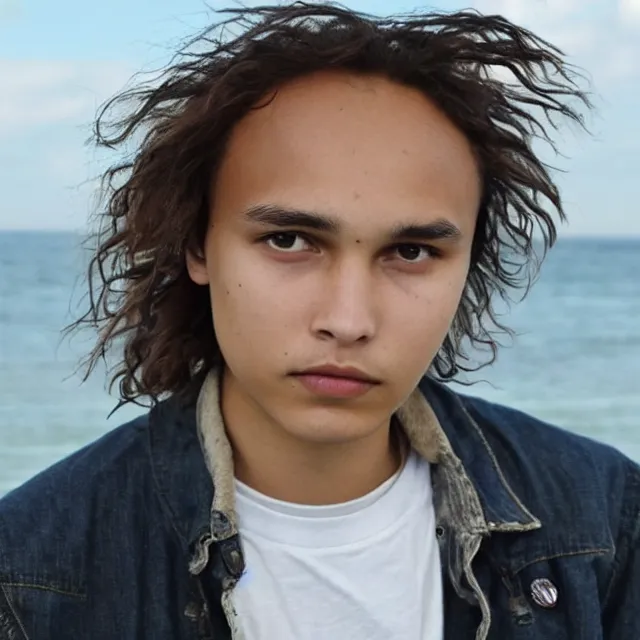 Image similar to teenage frank dillane at the beach, realistic, intricate, detailed