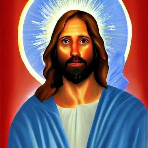 Image similar to joe biden as jesus in a holy painting.