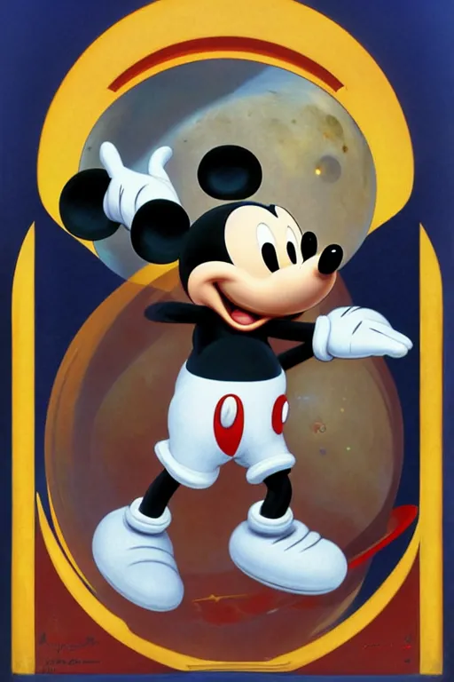 Prompt: portrait of a mickey mouse astronaut, by bouguereau