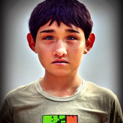 Image similar to Minecraft villager in real life, highly detailed, portrait photography, deep contrast