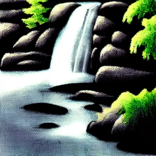 Image similar to zen, waterfall, ink