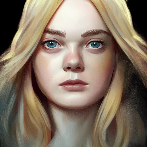 Prompt: Elle Fanning, highly detailed, portait, character art by Fiona Staples.