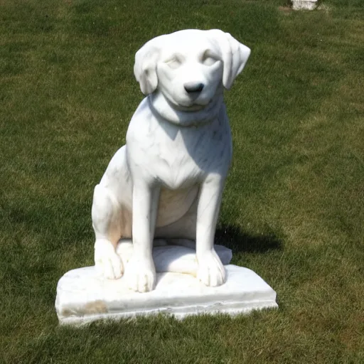 Prompt: marble statue of a dog