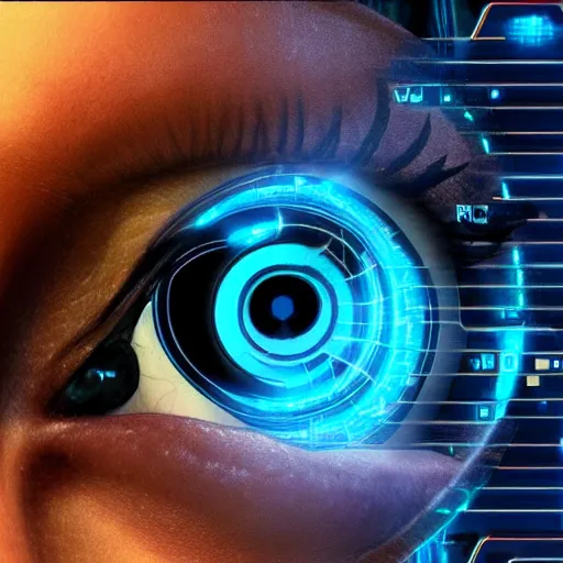 Prompt: the cybernetic eye, cyberpunk